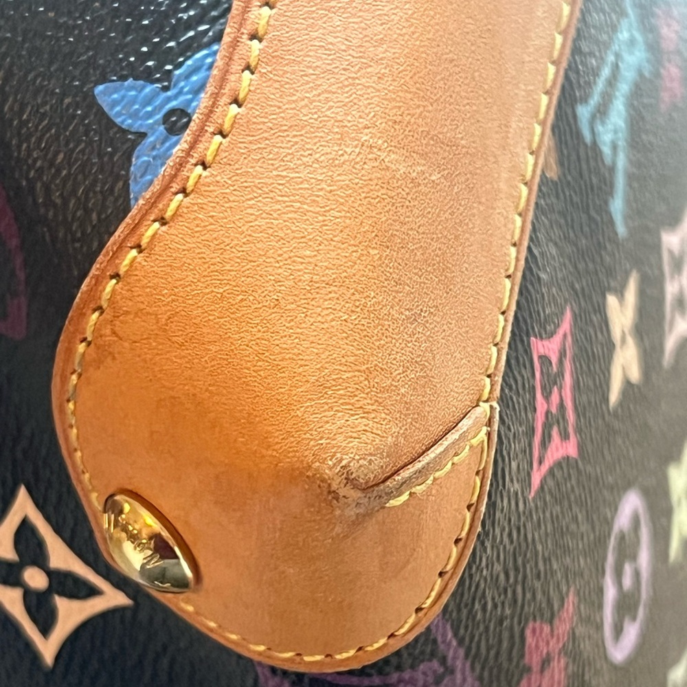 Louis Vuitton Black Murikami Monogram Satchel with Gold Hardware- Authenticated - Picture 10 of 16